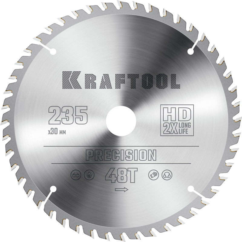 Фото Пильный диск по дереву KRAFTOOL Precision, 235 х 30 мм, 48Т {36952-235-30}