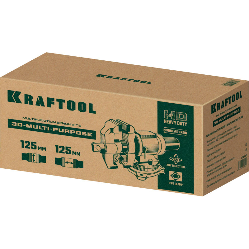 Фото Чугунные слесарные тиски KRAFTOOL 3D Multi-Purpose, 125 мм {32706-125} (3)