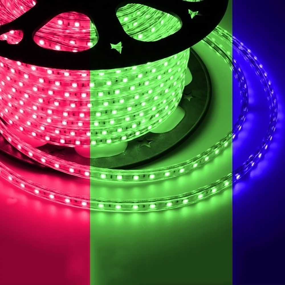 Фото Светодиодная лента 13х8 мм, RGB, SMD 5050, 60 LED/м, 220 В, Neon-Night {142-109} (7)