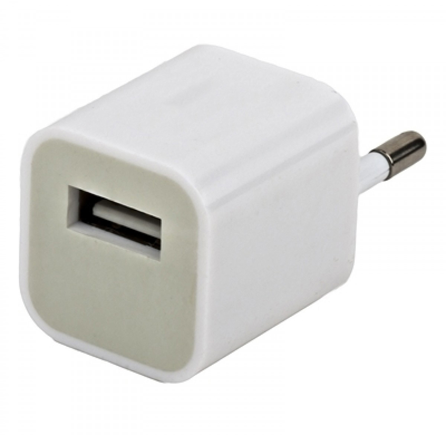 Фото Сетевое зарядное устройство Rexant «Квадрат» USB (СЗУ) (1000 mA) белое {18-1914} (1)