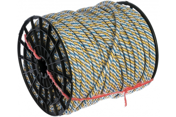 Фото Веревка плетеная 24-прядная, катушка, п/п 12 мм (200 м) цветная {71354}