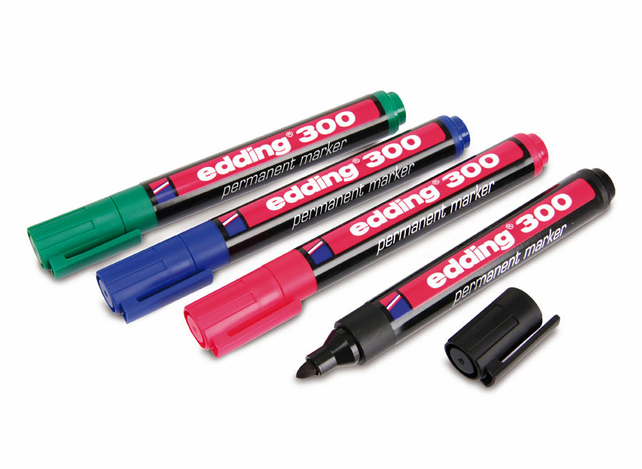 Фото Набор перманентных маркеров Edding E-300, круглый наконечник 1.5-3 мм, 3 цвета {E-300#3-B#1#2#3} (1)