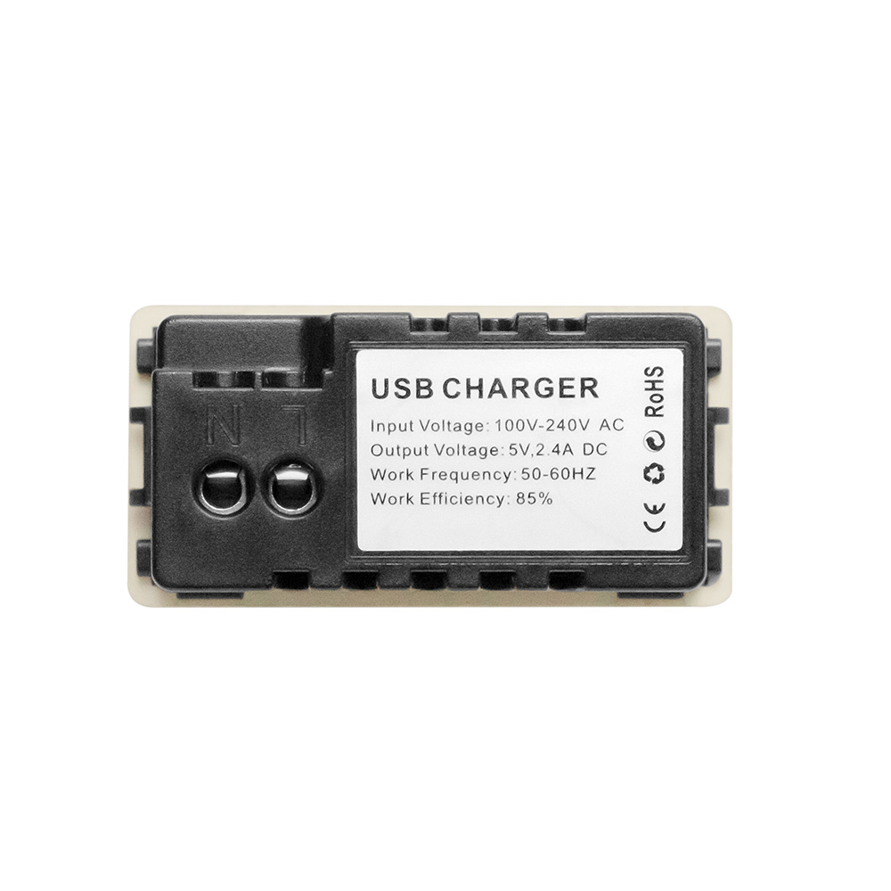 Фото Розетка золотая, 1/2, USB A + USB A разъем, 1A, модуль, Vell {GD-1/2-AA} (2)