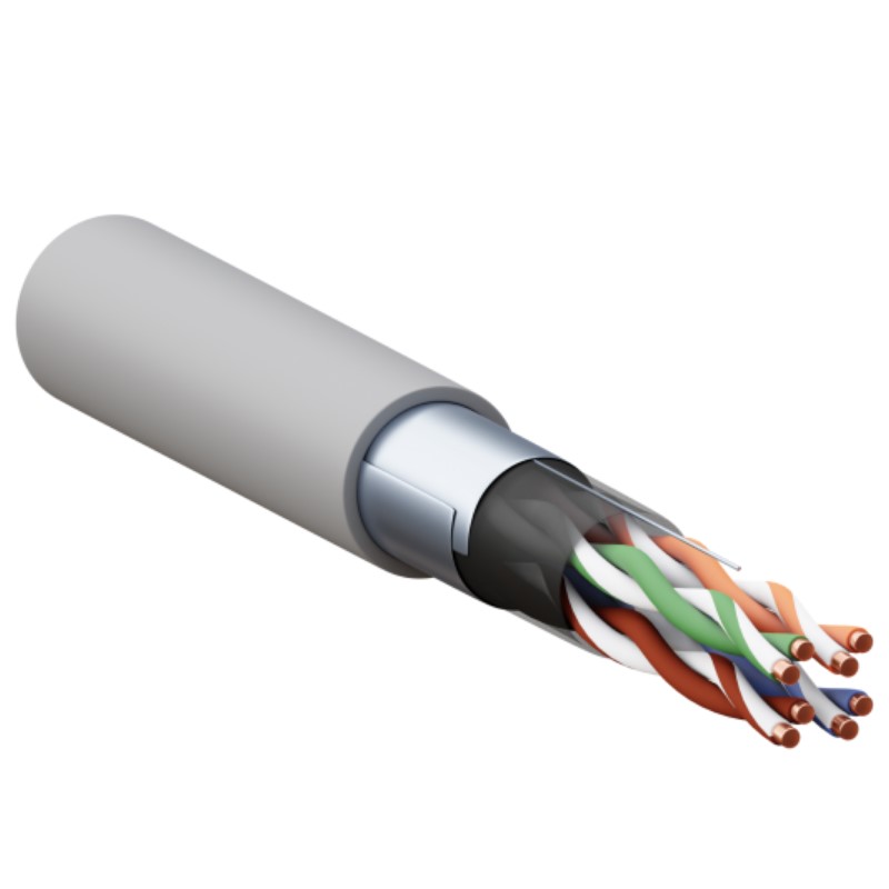 Фото Кабель витая пара F/UTP кат.5E 4 пары 24 AWG solid PVC сер. TERACOM PRO EKF TRP-5EFTP-04PVC-GY-IN3