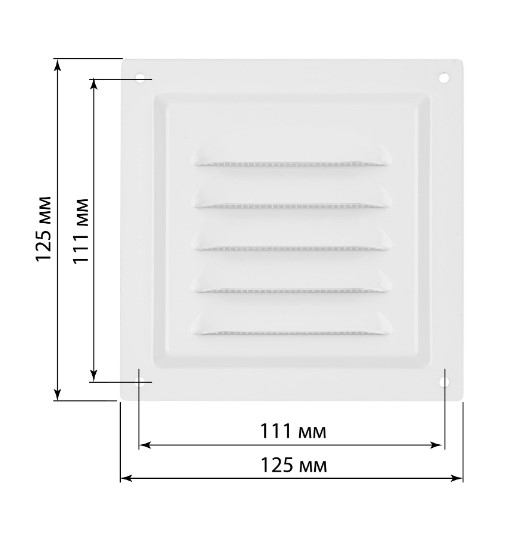 Фото Решетка металлическая 125х125, белая, с покрытием полимерной эмалью, TDM {SQ1807-0700} (5)