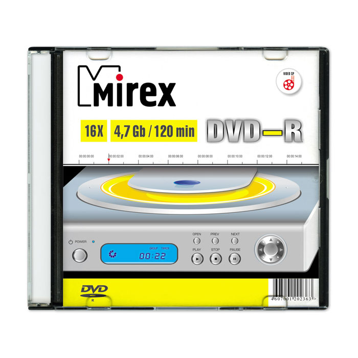 Фото Диск DVD-R Mirex 4.7 Gb, 16x, Slim Case (1), (1/200) 202363 {UL130003A1S} (1)