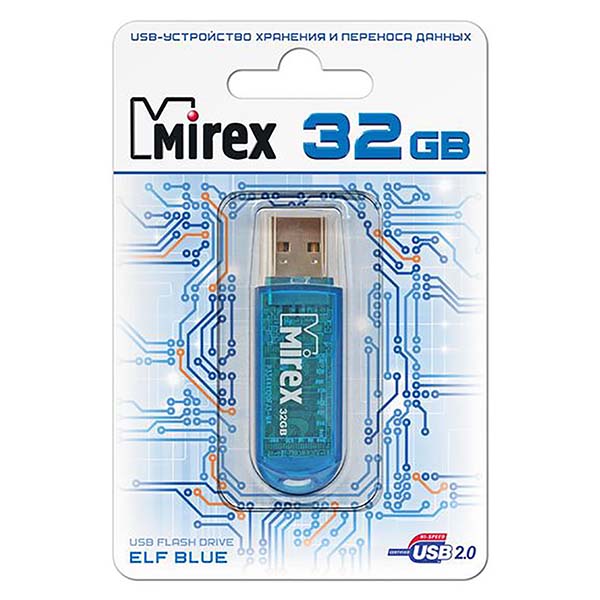 Фото Флеш накопитель 32GB Mirex Elf, USB 2.0, Синий {13600-FMUBLE32}