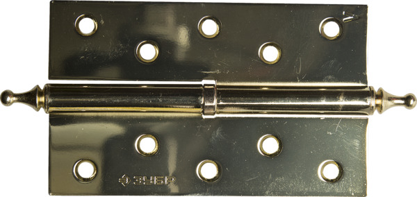Фото Петля дверная разъемная ЗУБР "ЭКСПЕРТ", 1 подшипник, цвет латунь (PB), левая, с крепежом, 125х75х2,5мм, 2 шт {37605-125-1L}