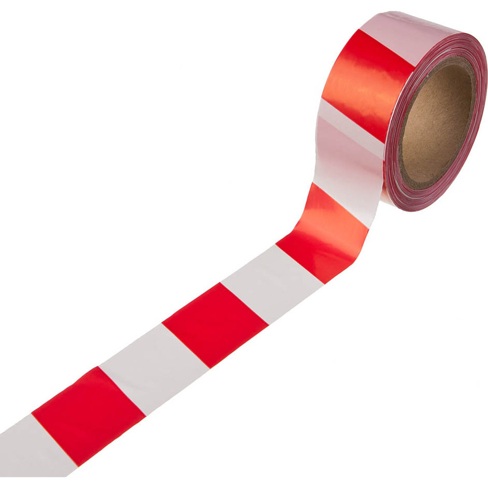 Фото Оградительная сигнальная лента, цвет красно-белый, 50мм х 150м, STAYER Master {12241-50-150} (1)