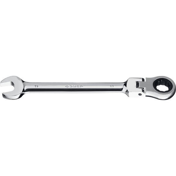 Фото Комбинированный гаечный ключ трещоточный шарнирный 17 мм, ЗУБР {27101-17}