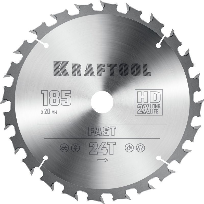 Фото Пильный диск по дереву KRAFTOOL Fast, 185 х 20 мм, 24Т {36950-185-20}