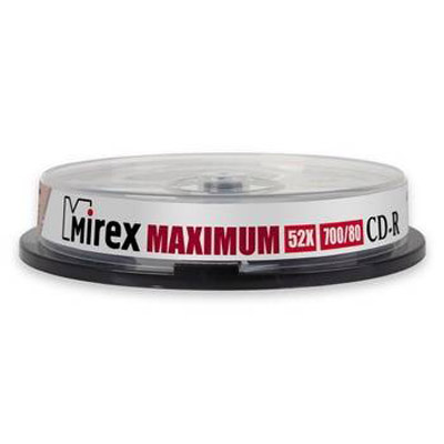 Фото Диск CD-R Mirex 700 Mb, 52х, Maximum, Cake Box 10 шт 201779 {UL120052A8L}