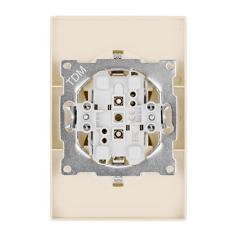 Фото Розетка двойная 2П+З 16А 250В сл. кость "Сенеж" TDM {SQ1816-0136} (2)