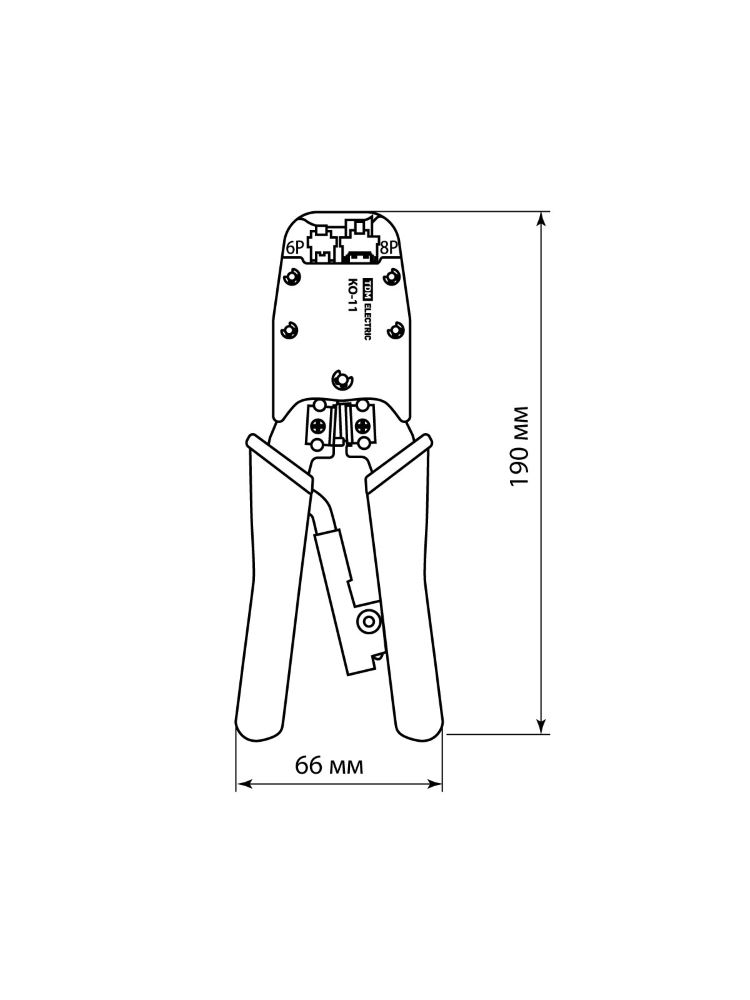 Фото Клещи обжимные КО-11, обжим RJ-11/12/45 (8P8C, 6P6C, 6P4C, 6P2C), "МастерЭлектрик" TDM {SQ1001-0012} (7)