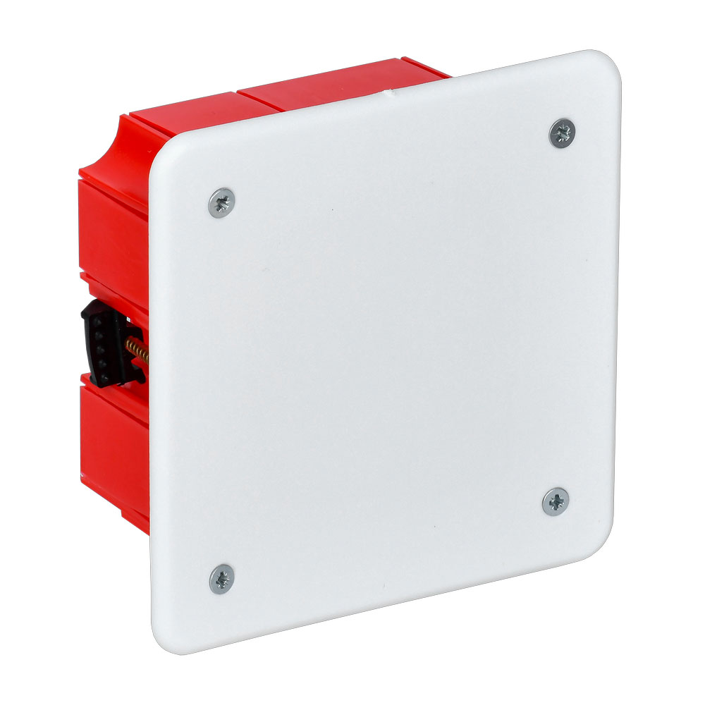 Фото Коробка распаячная CП 92х92х45 IP20 КМ41022 для полых стен (с саморезами пластиковые лапки с крышкой) IEK UKG11-092-092-045-P