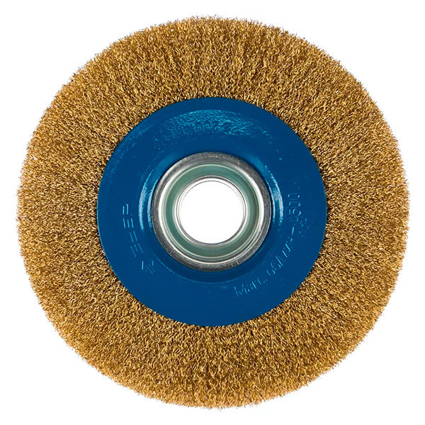 Фото ЗУБР "ПРОФЕССИОНАЛ". Щетка дисковая для точильно-шлифовального станка, витая стальная латунирован проволока 0,3 мм, 200х32 мм {35186-200_z01}