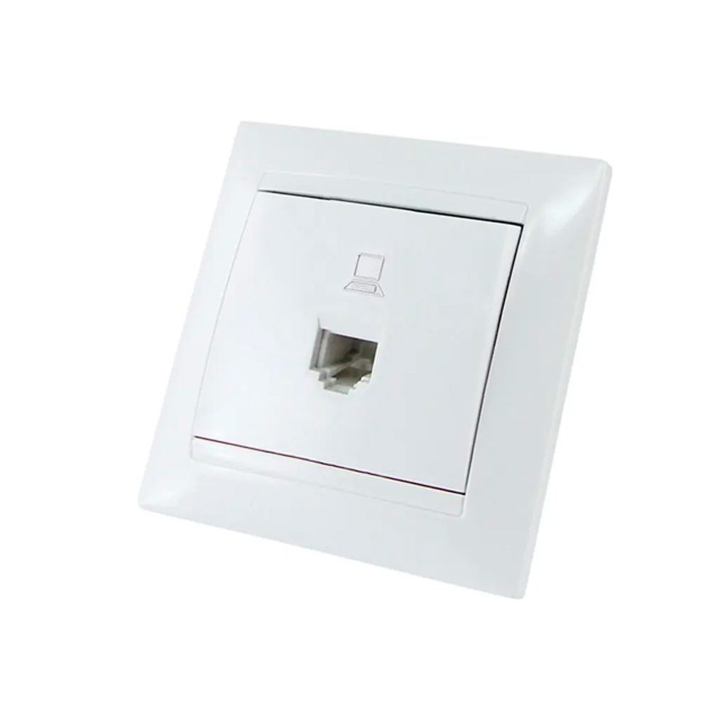 Фото Розетка компьютерная RJ45 белая "Лама" TDM {SQ1815-0016}
