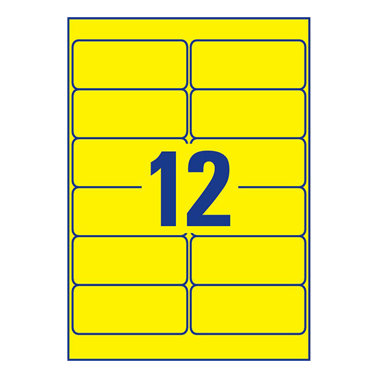 Фото Всепогодные пленочные этикетки Avery Zweckform для лазерных принтеров, желтые 99.1x42.3 мм (12 шт. на листе A4, 20 листов) {L6107-20} (1)