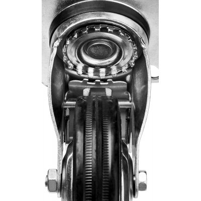 Фото Колесо поворотное c тормозом d=100 мм, г/п 70 кг, резина/металл, игольчатый подшипник, ЗУБР Профессионал {30936-100-B} (4)