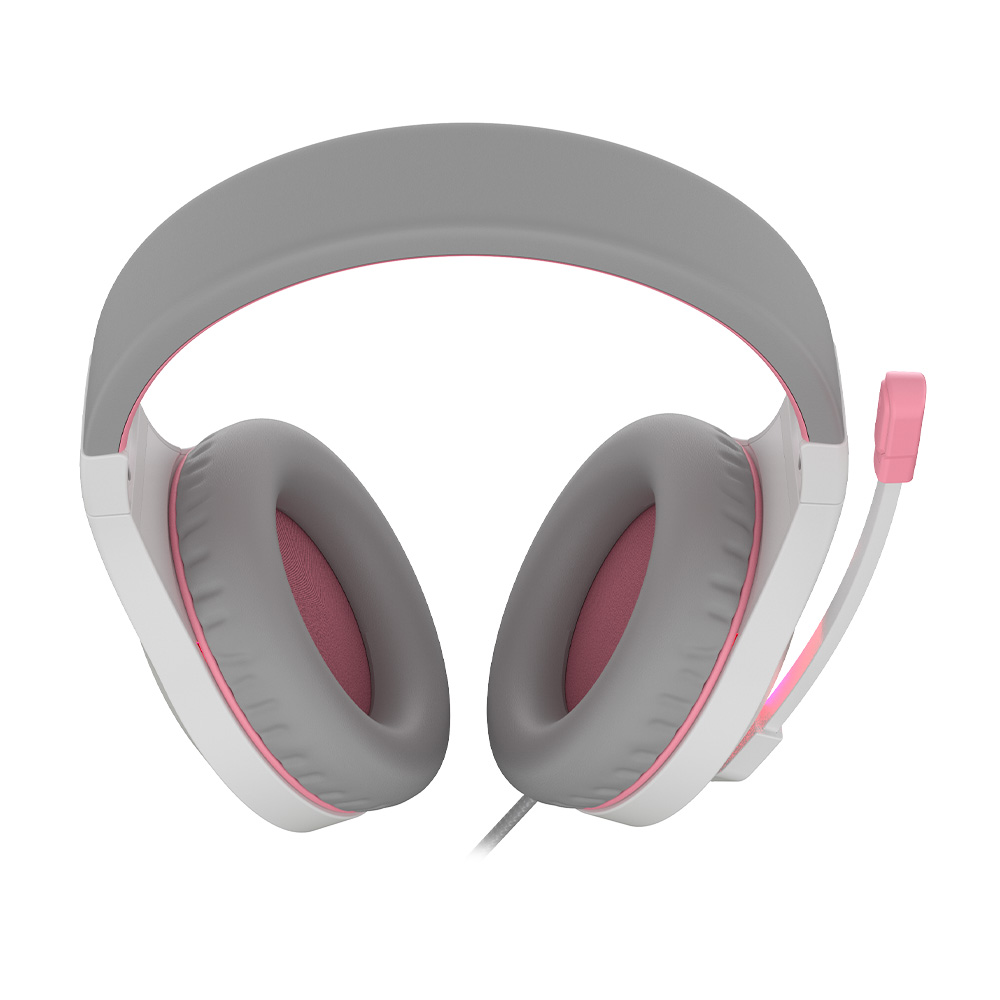Фото Игровые наушники проводные с микрофоном MeeTion, белый/розовый, 3.5 мм jack + USB, 20~20000 Гц, кабель 2.2 м {MT-HP021-WHPN} (3)