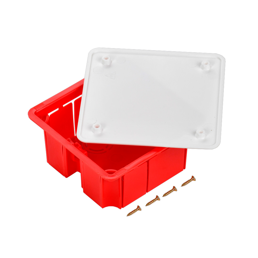 Фото Коробка распаячная СП 92х92х45 IP20 КМ41001 (с саморезами с крышкой) IEK UKT11-092-092-040 (1)