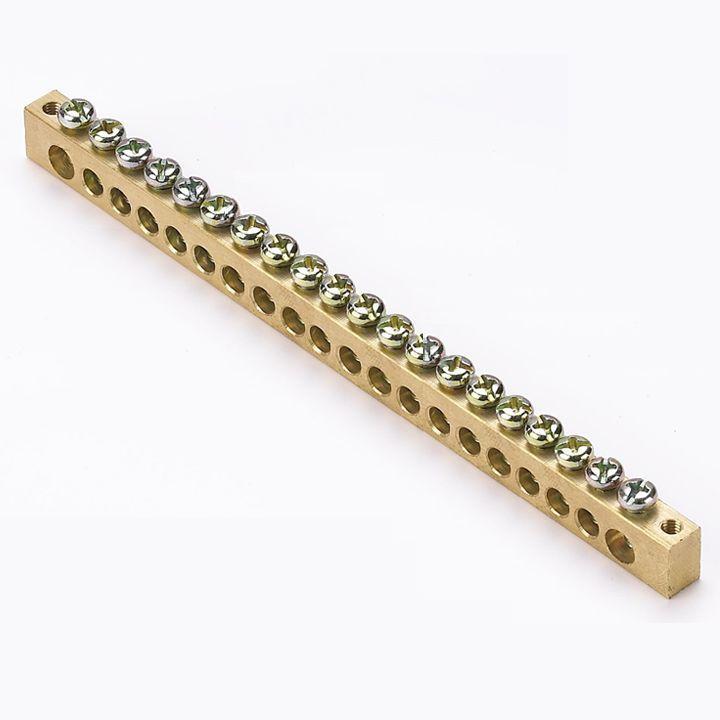 Фото Шина PEN "ноль-земля" 8х12 20 отвер. латунь крепеж по краям PROxima EKF sn0-125-20-k (1)