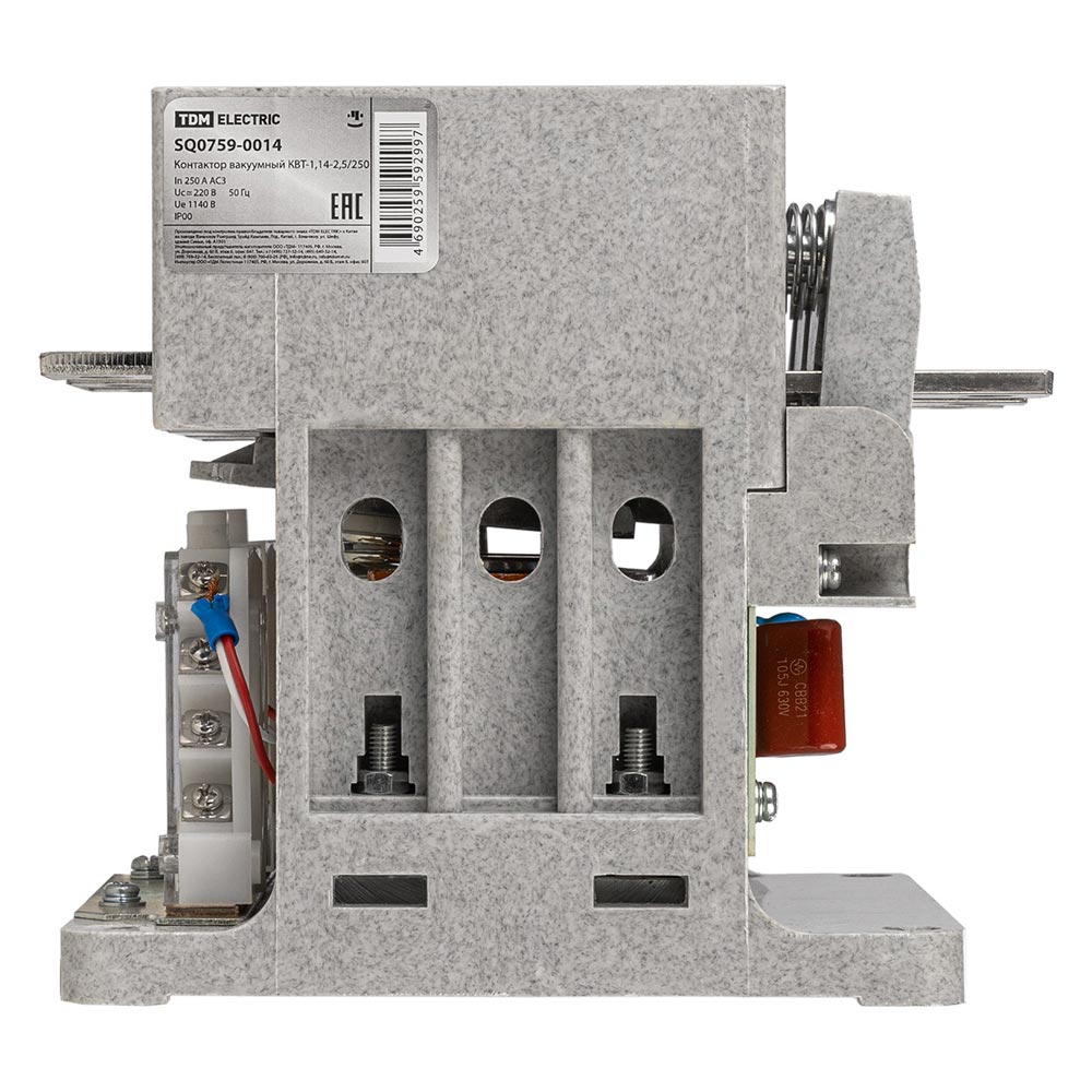 Фото Контактор вакуумный КВТ-1,14-2,5/250, 220В AC/DC, 4НО+3НЗ TDM {SQ0759-0014} (4)