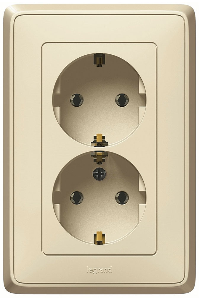 Фото Legrand Cariva Крем Розетка 2-ая с/з литая {773727} (1)