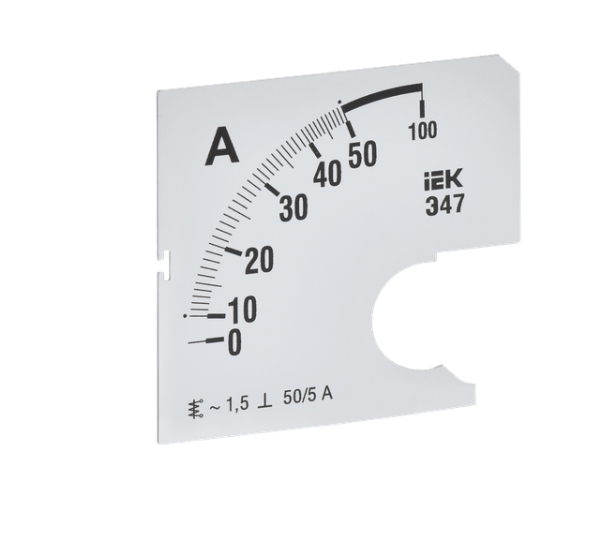 Фото Шкала сменная для амперметра Э47 50/5А-1.5 72х72мм IEK IPA10D-SC-0050