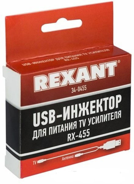 Фото USB-Инжектор питания Rexant RX-455 для активных антенн {34-0455}