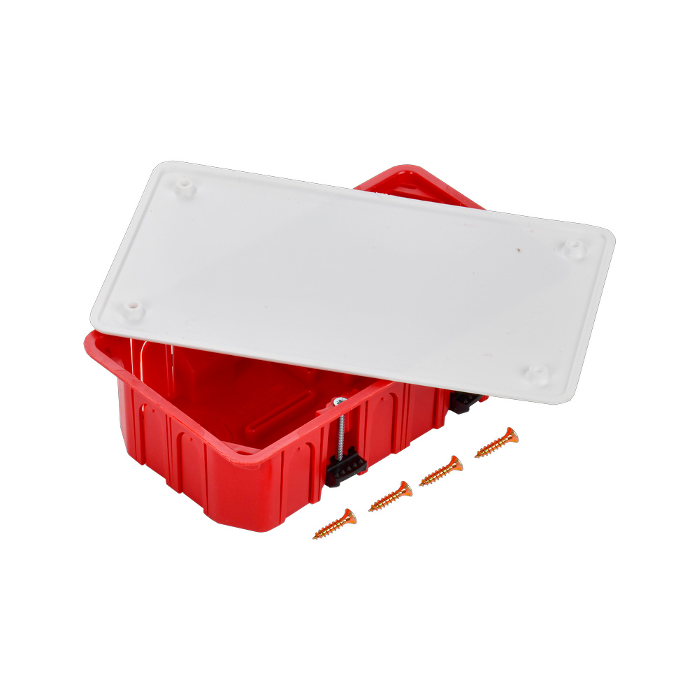 Фото Коробка распаячная СП 172х96х45 КМ41026 для полых стен (с саморезами пластиковые лапки с крышкой) IEK UKG11-172-096-045-P (3)