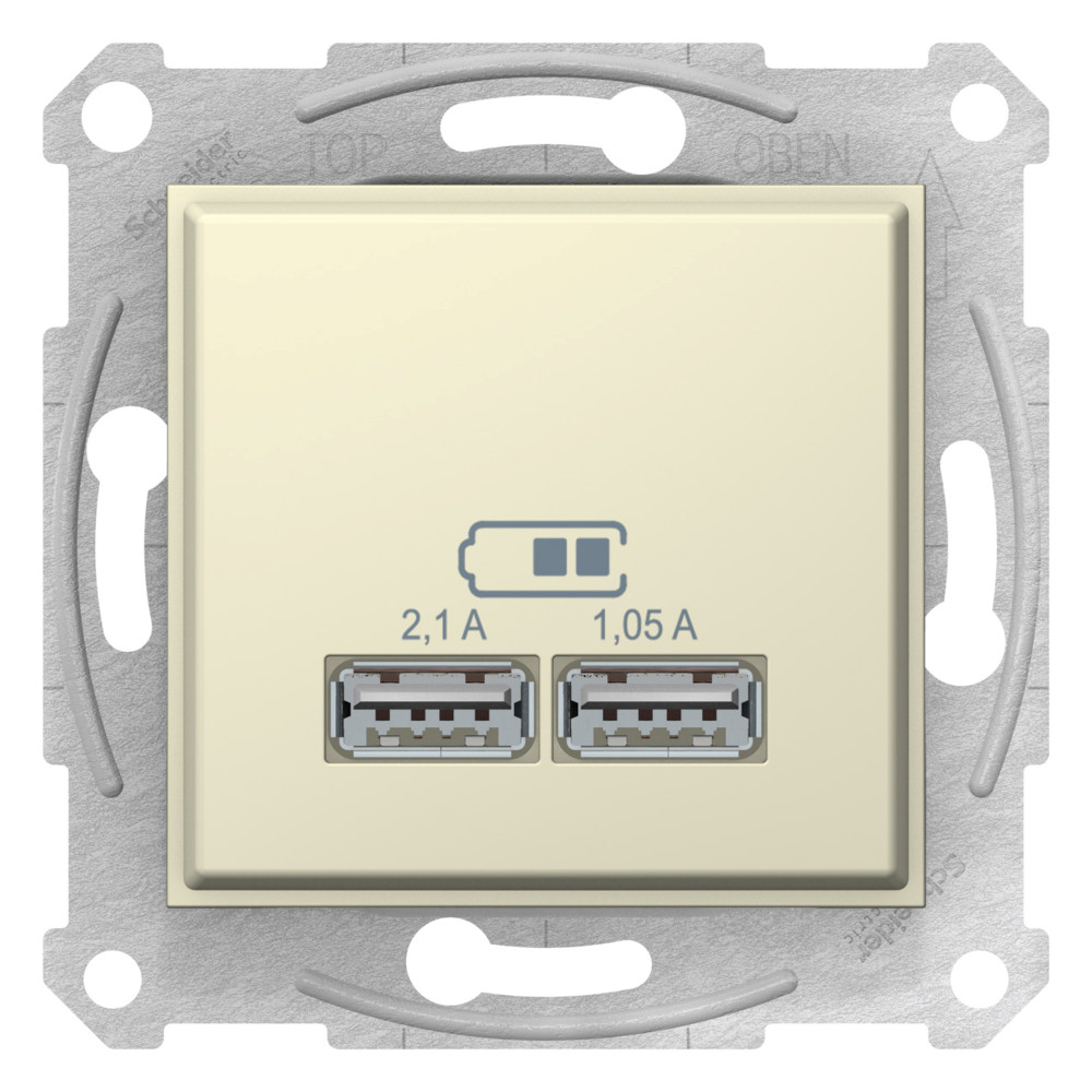 Фото USB розетка SEDNA, 2,1а (2x1,05а), бежевый {SDN2710247}