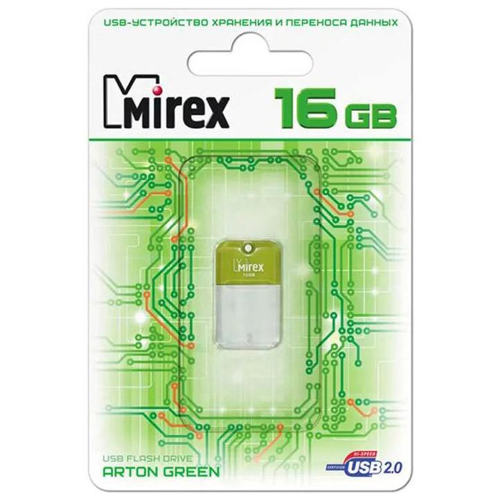 Фото Флеш накопитель 16GB Mirex Arton, USB 2.0, Зеленый {13600-FMUAGR16}