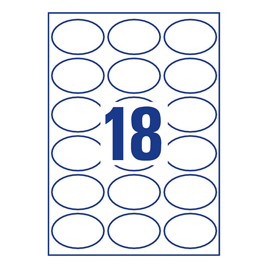 Фото Глянцевые этикетки Avery Zweckform самоклеящиеся, овальные 63.5x42.3 мм (18 шт. на листе A4, 10 листов) {C6079-10} (3)