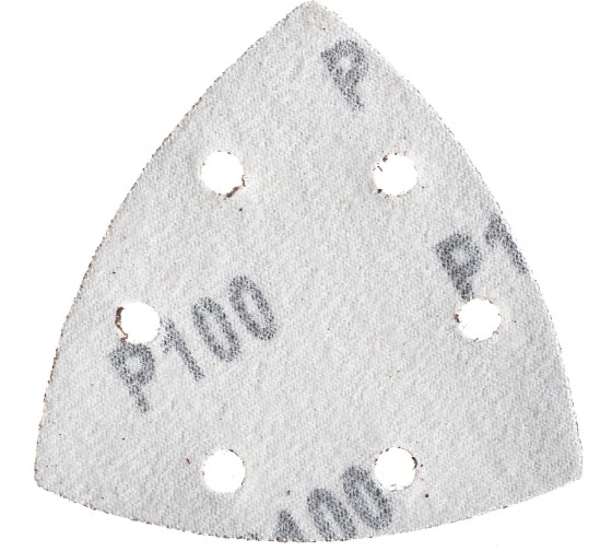 Фото Треугольник шлифовальный PATRIOT на липучке, 80х80х80мм, Р100, 6 отверстий, 5 шт {820010303} (2)