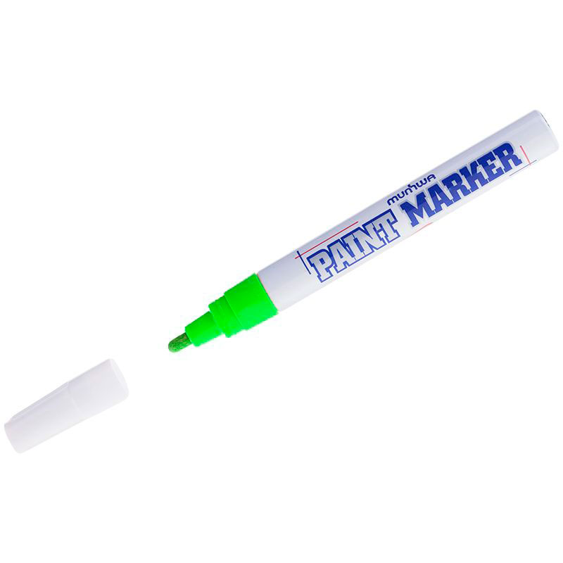 Фото Маркер-краска MunHwa зеленый PM-04, универсальный, нитро-основа, пулевидный наконечник, 4 мм {116418}