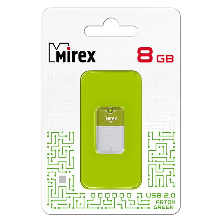 Фото Флеш накопитель 8GB Mirex Arton, USB 2.0, зеленый {13600-FMUAGR08}