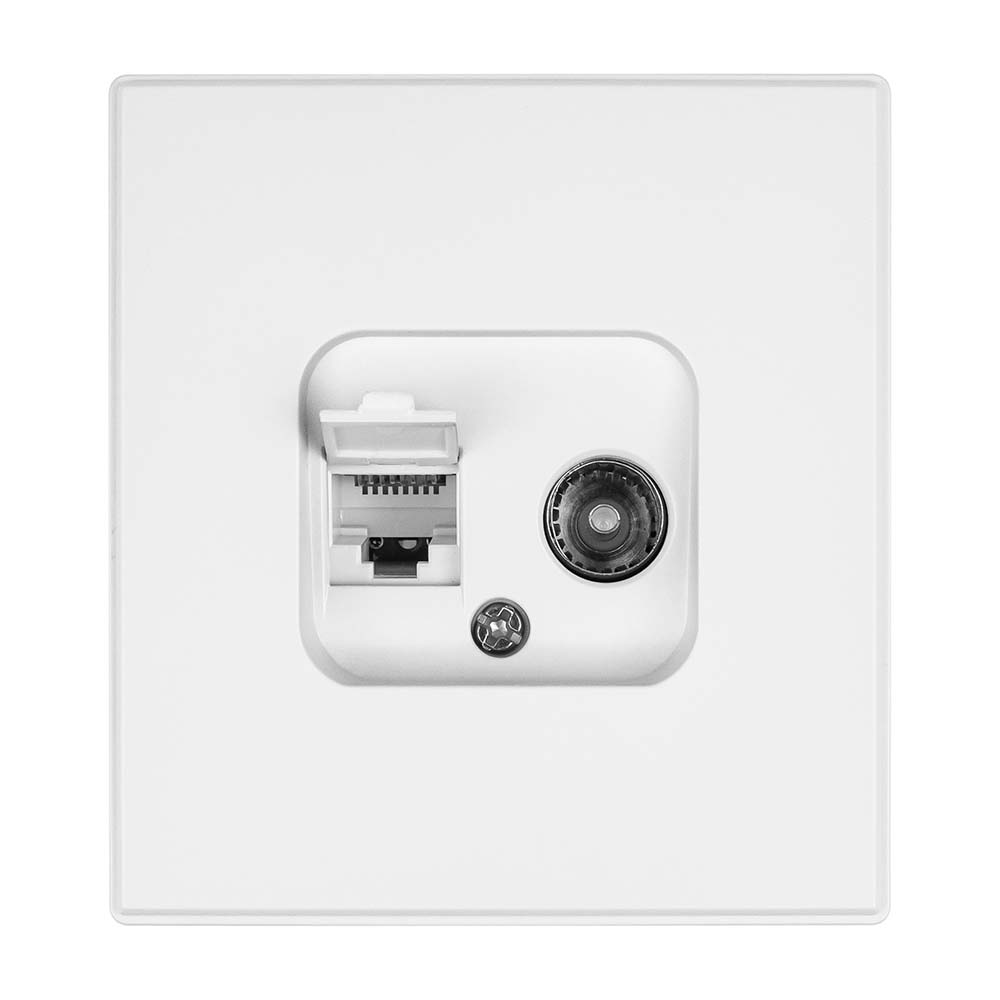 Фото Розетка белая, TV + RJ CAT6, c рамкой Vell Air {V702077} (2)