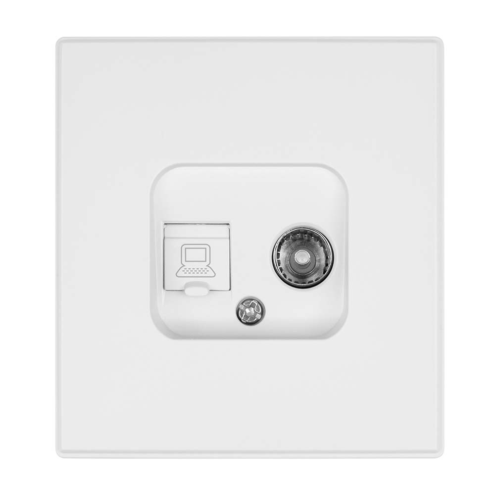 Фото Розетка белая, TV + RJ CAT6, c рамкой Vell Air {V702077} (3)