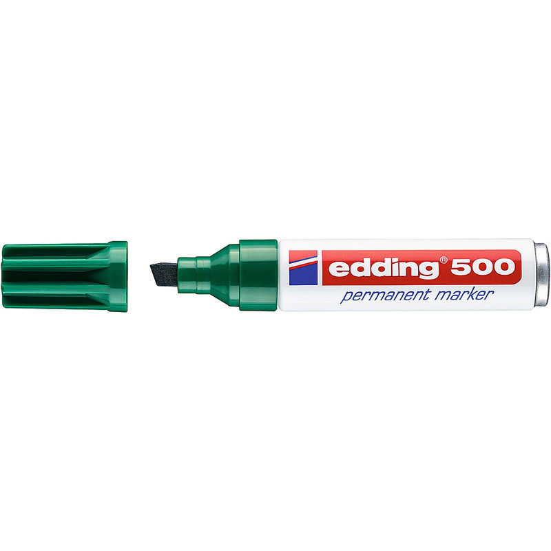 Фото Перманентный маркер Edding E-500 зеленый, клиновидный наконечник 2-7 мм {E-500#4}