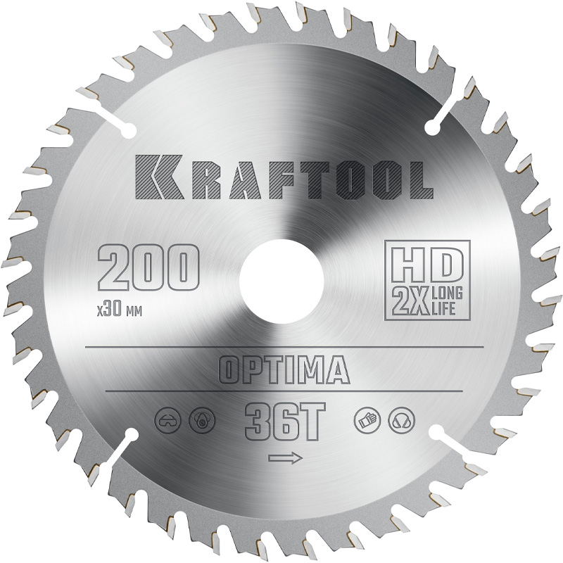 Фото Пильный диск по дереву KRAFTOOL Optima, 200 х 30 мм, 36Т {36951-200-30}