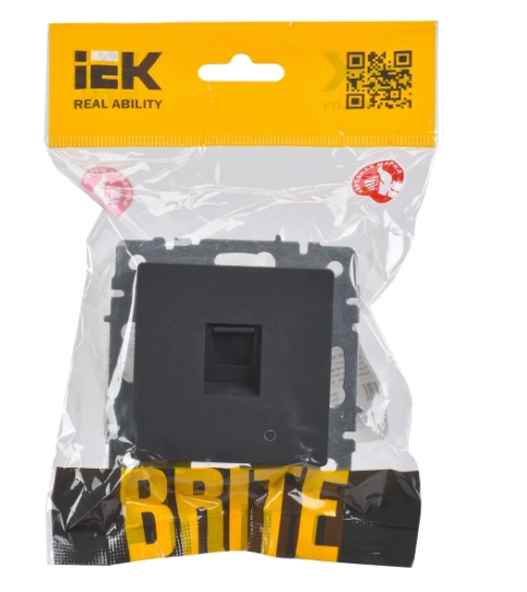 Фото Розетка компьютерная СП RJ45 кат.5E BRITE РК10-БрГ графит IEK BR-K10-1-K53 (1)