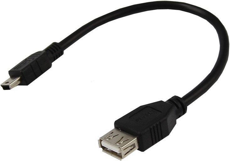 Фото Шнур Rexant, штекер mini USB - гнездо USB-A, 0.2 м, черный {18-1132-2}