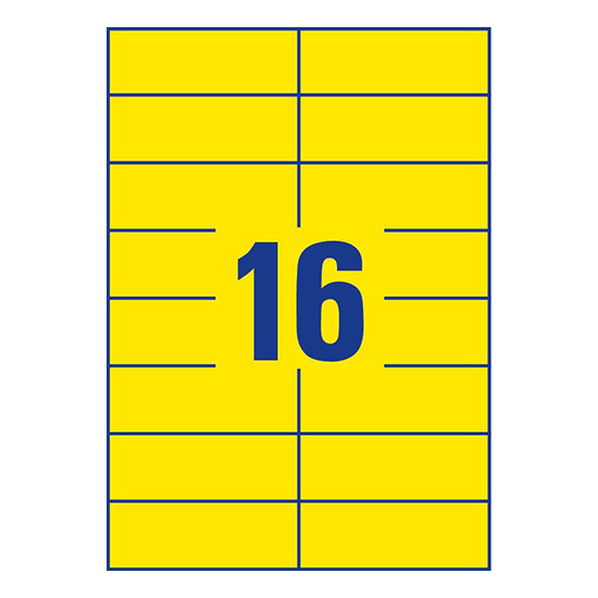 Фото Самоклеящаяся матовая бумага для принтера, желтая, 105x37 мм (16 шт. на листе A4, 100 листов) {3455} (2)