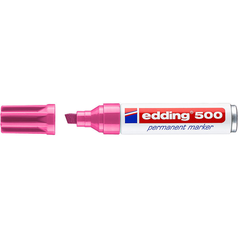 Фото Перманентный маркер Edding E-500 розовый, клиновидный наконечник 2-7 мм {E-500#9}
