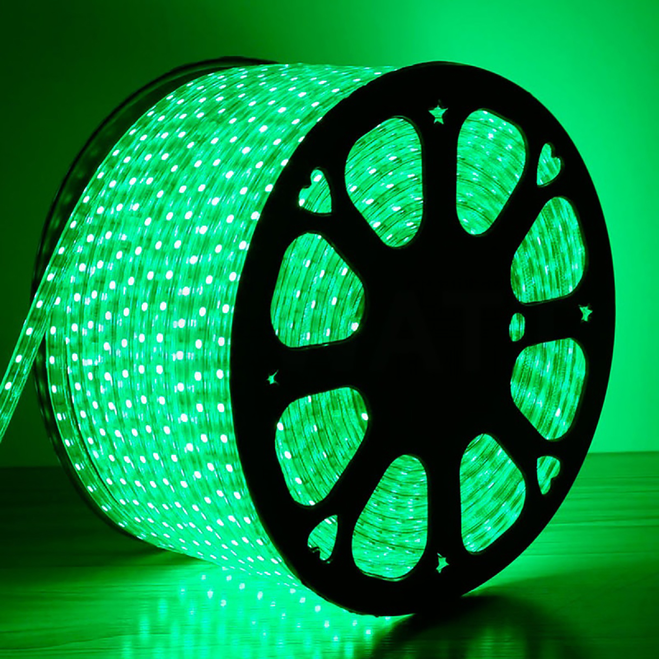 Фото Светодиодная лента 10х7 мм, зеленый, SMD 2835, 60 LED/м, 220 В, Neon-Night {142-604} (7)