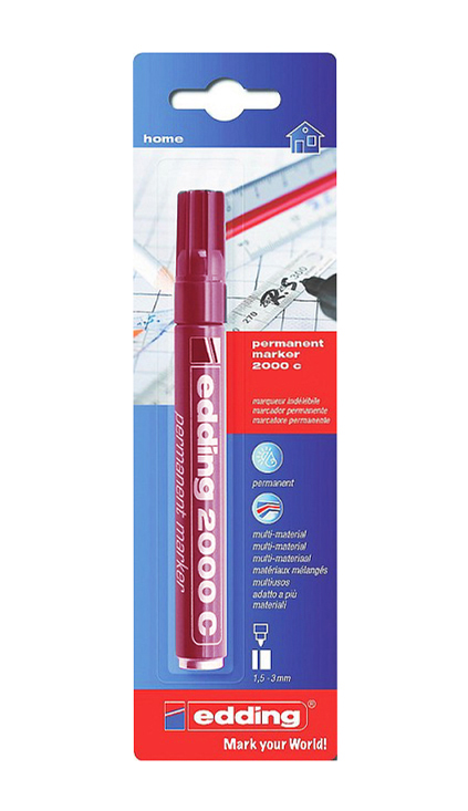 Фото Перманентный маркер Edding, скошенный наконечник, заправляемый, 1-5 мм, красный {E-2200C#1-B#2}