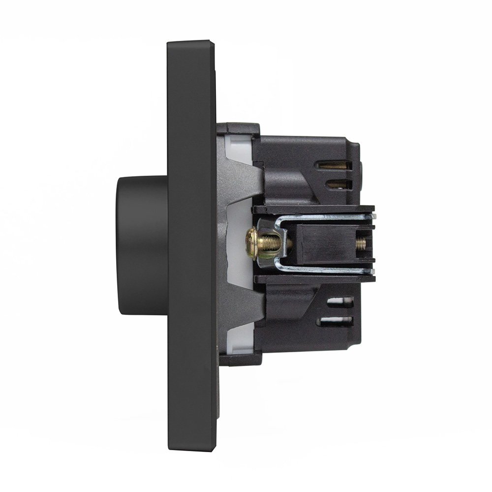 Фото Диммер черный, механический поворотный, с тонкой пластиковой рамкой Vell {BK-1D-Grand} (4)