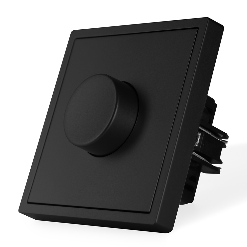 Фото Диммер черный, механический поворотный, с тонкой пластиковой рамкой Vell {BK-1D-Grand}