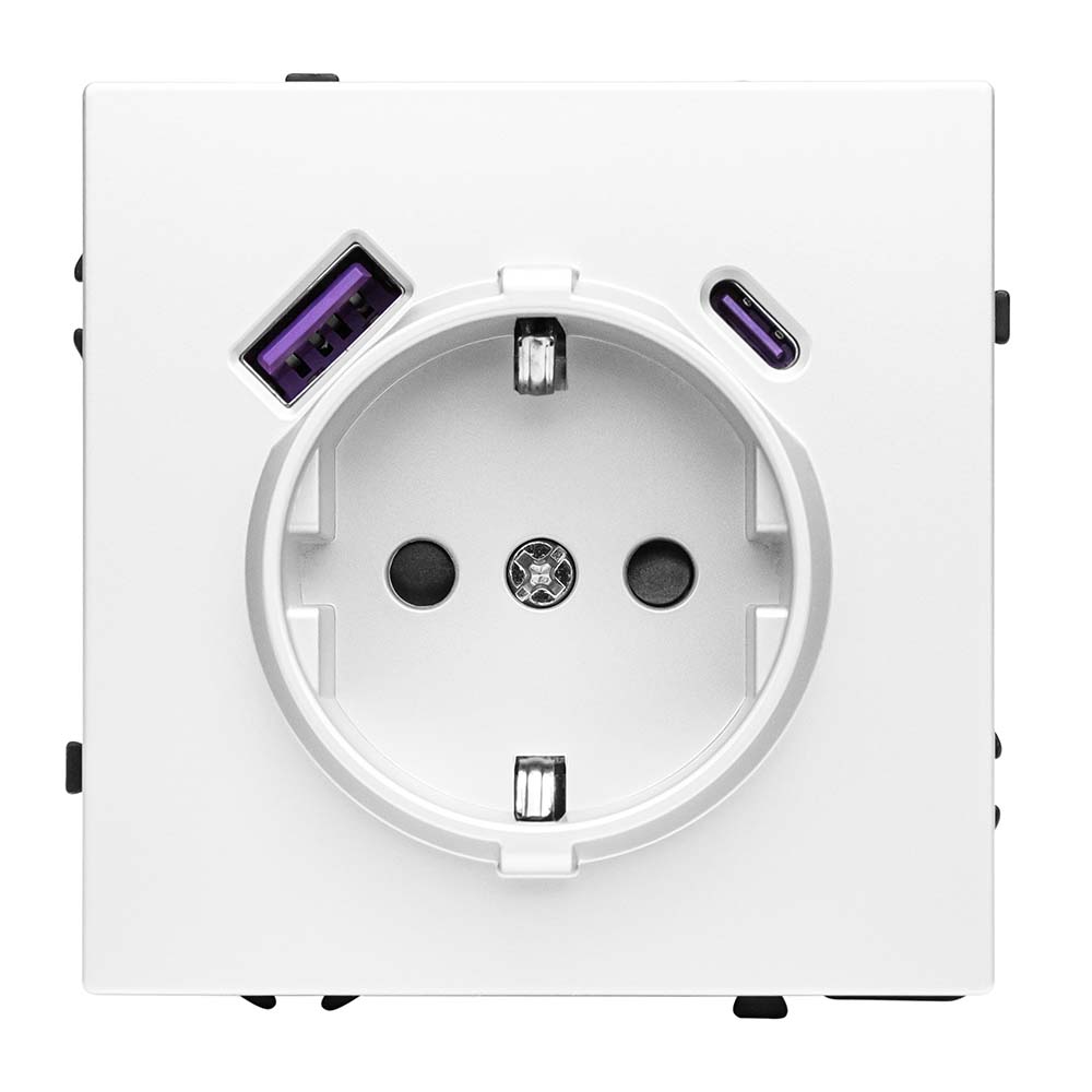 Фото Розетка белая, USB-A, USB-C электрическая, модуль, Vell Grand {V702209} (2)